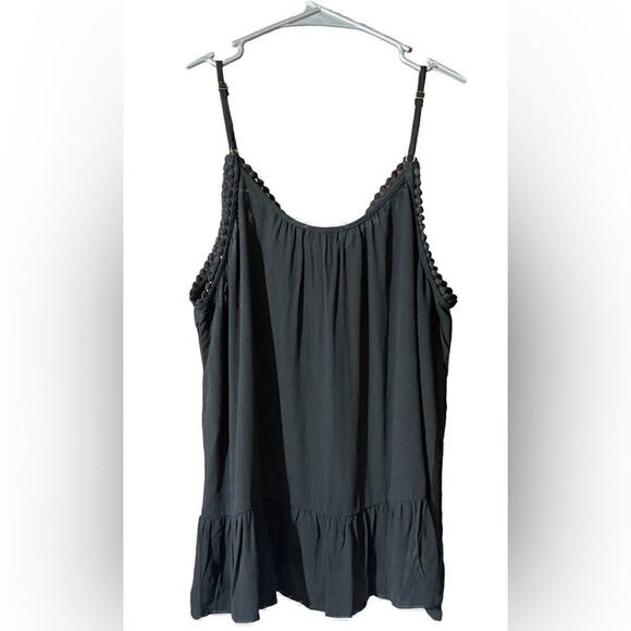 Anthro Love On A Hanger Floral Boho Chic Embroidered Peplum Cami Top Black Small - Picture 2 of 16